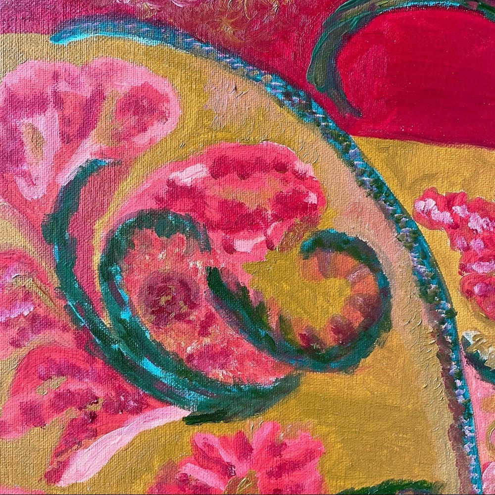 Pink Floral Pattern (Original Oil Painting- Print Reproduction on Canvas)
